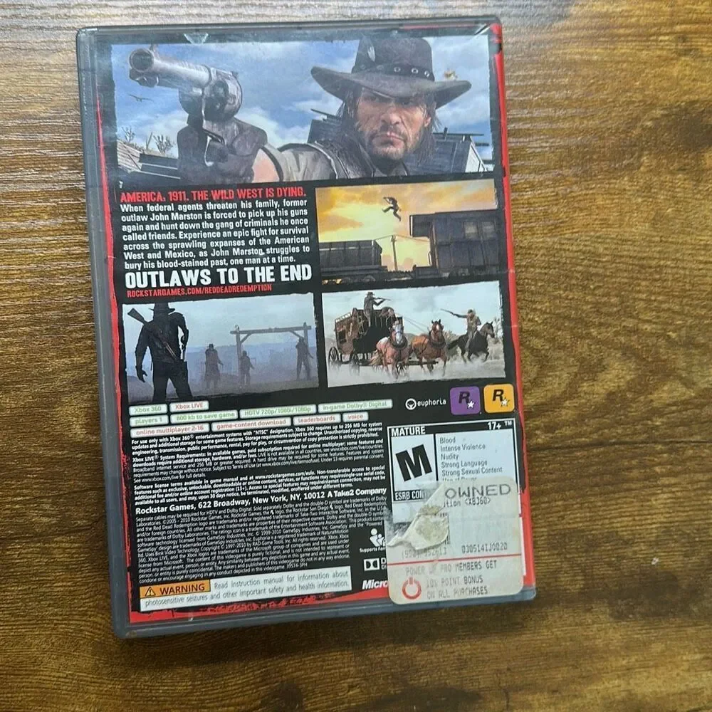 Red Dead‎ Redemption Xbox 360 video Game Rated M Platinum Hits No Manual